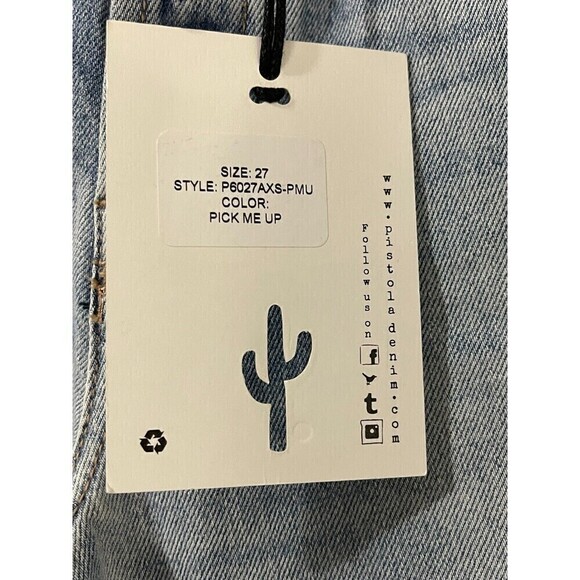 PISTOLA Pick Me Up Jeans Size 27 Blue Distressed Raw Hem High Rise Denim - Picture 3 of 11